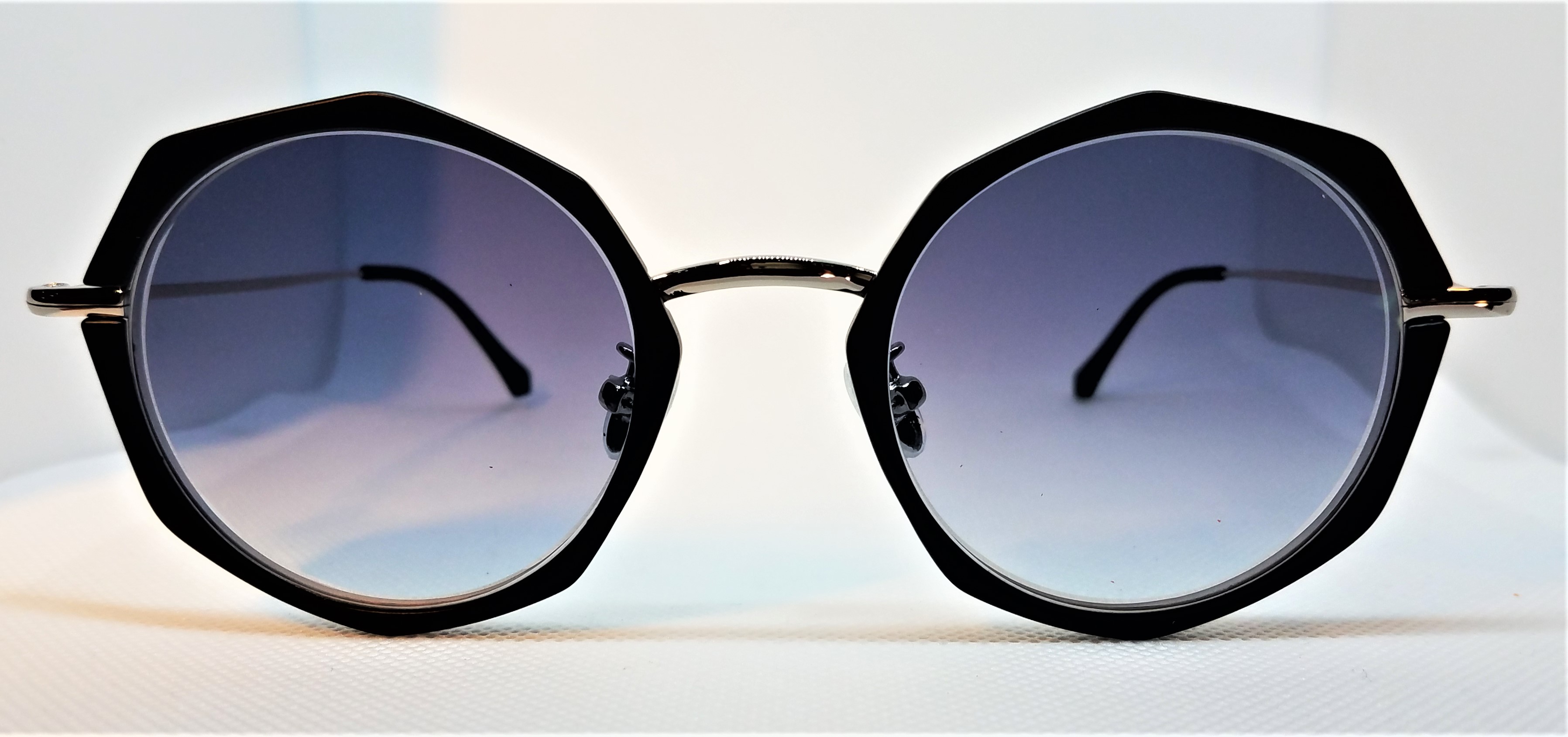 geometric glasses with black tint